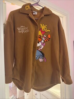 Disney Winnie the Pooh Brown Fleece Button-Up Sweatshirt